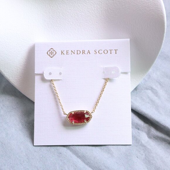 Kendra Scott Elisa Berry red glass Pendant Necklace in Gold - Picture 1 of 2
